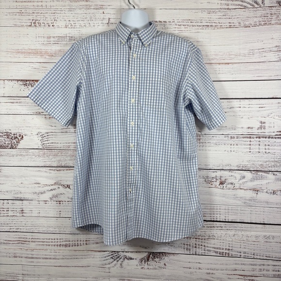 L.L. Bean Other - L.L.Bean Blue Plaid Button Front Short Sleeve Shirt